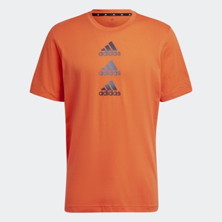 adidas เทรนนิง เสื้อยืด Designed to Move Logo ผู้ชาย สีส้ม HM4802