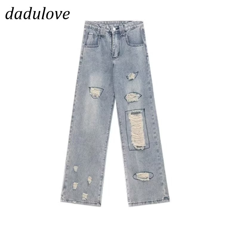 dadulove-new-american-ins-high-street-retro-ripped-jeans-niche-high-waist-loose-wide-leg-pants-trousers