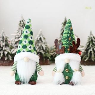 ตุ๊กตาโนมน่ารัก ผ้าถัก สีเขียวเข้ม สําหรับเทศกาลคริสต์มาส เทศกาลปีใหม่