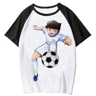 เสื้อยืด พิมพ์ลายกัปตัน Tsubasa สไตล์ฮาราจูกุ แนวสตรีท สําหรับผู้หญิง 2000s