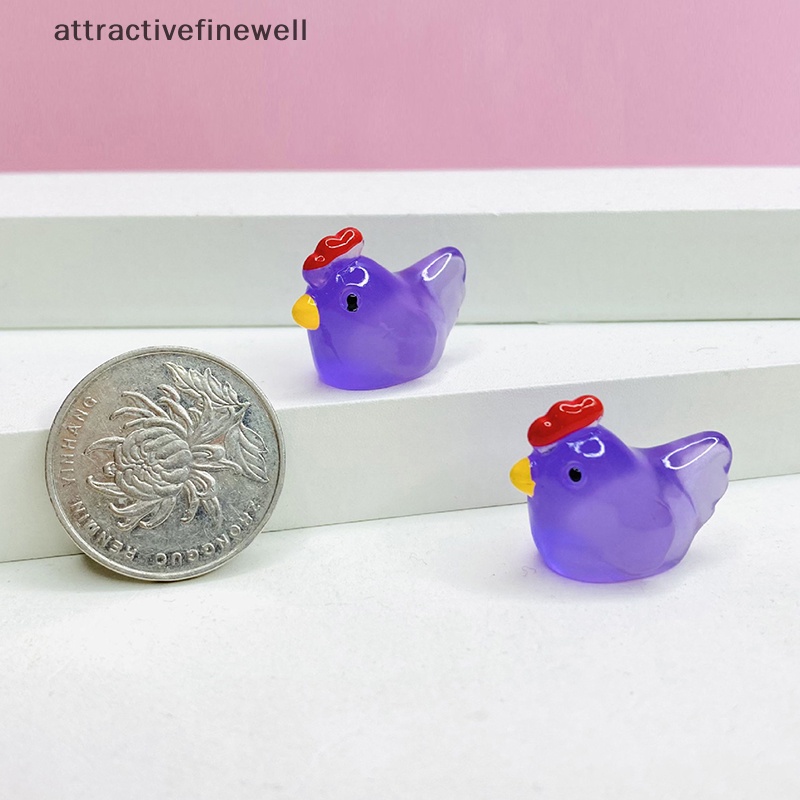 attractivefinewell-ฟิกเกอร์เรซิ่นเรืองแสงในที่มืด-รูปไก่-3d-ขนาดเล็ก-สําหรับทําเครื่องประดับ-diy-5-ชิ้น