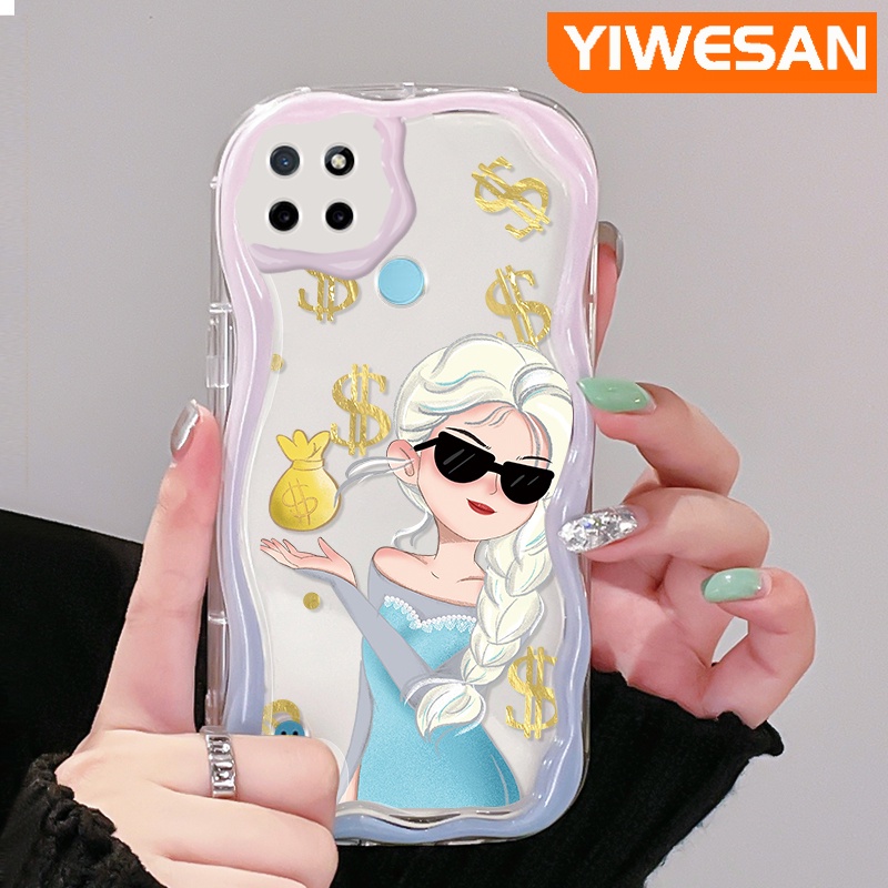 เคสโทรศัพท์มือถือ-ซิลิโคนนิ่ม-ใส-กันกระแทก-ลายการ์ตูนเอลซ่าน่ารัก-สีครีม-สําหรับ-realme-c21y-c25y