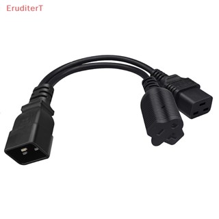 [EruditerT] สายเคเบิลอะแดปเตอร์แยก C14 เป็นเต้าเสียบคู่ 10A 250V IEC 320 C14 เป็น US Nema 5-15R + C13 0.3 ม. [ใหม่]