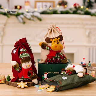 [Ge] ถุงของขวัญคริสต์มาส แบบหูรูด ลายซานต้าครอส กวาง สโนว์แมน 3d คุณภาพสูง สําหรับปาร์ตี้คริสต์มาส