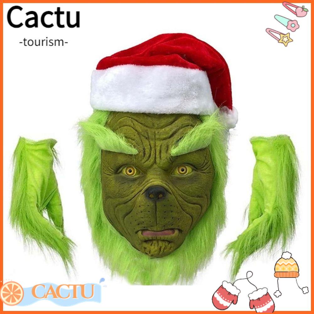 cactu-หน้ากากยาง-สีเขียว-พร็อพคอสเพลย์-สําหรับปาร์ตี้คริสต์มาส-3-ชิ้น