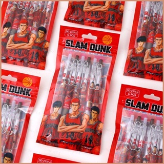 23 6 ชิ้น / เซต SLAM DUNK ปากกาเจล ลายการ์ตูน คลิกบอล เครื่องเขียน สําหรับนักเรียน