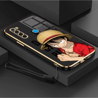 เคสโทรศัพท์มือถือ ซิลิโคนนิ่ม ป้องกันกล้อง ลายการ์ตูนลูฟี่ OnePiece หรูหรา พร้อมสายคล้อง สําหรับ Redmi Note 8 Redmi Note 8 Pro Redmi Note 7 Pro