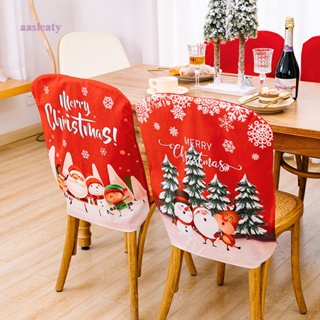 Aasleaty ผ้าคลุมเก้าอี้ ลายซานตาคลอส ภาษาอังกฤษ สีแดง สําหรับตกแต่งห้องนั่งเล่น คริสต์มาส