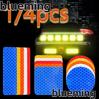Blueming2 สติกเกอร์สะท้อนแสง ทรงสี่เหลี่ยมผืนผ้า เพื่อความปลอดภัย สําหรับติดกันชนประตูรถยนต์ 1 4 ชิ้น