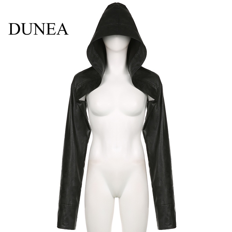 dunea-เสื้อแจ็กเก็ตหนัง-แขนยาว-มีฮู้ด-เซ็กซี่-สําหรับผู้หญิง