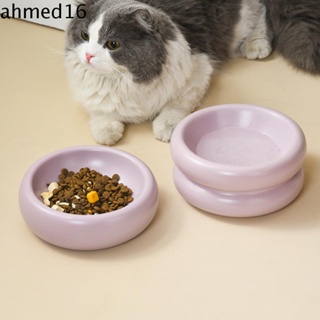 Ahmed ชามอาหารเซรามิค ปากกว้าง ป้องกันกระดูกสันหลังส่วนคอ สีแคนดี้ สําหรับสัตว์เลี้ยง แมว