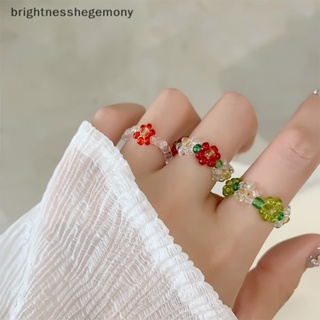 Bgth แหวนลูกปัด รูปดอกไม้ หลายลูกปัด แฮนด์เมด สไตล์เกาหลี แฟชั่นฤดูร้อน สําหรับผู้หญิง Y2k