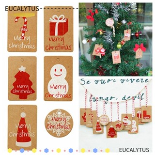 Eutus ป้ายแท็กไม้ ลายสโนว์แมน ซานตาคลอสน่ารัก แฮนด์เมด DIY สําหรับแขวนตกแต่งบ้าน ต้นคริสต์มาส