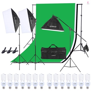 Andoer Photo Studio Lighting Kit Softbox Bulb Socket Light Stand Backdrop Set for Photography