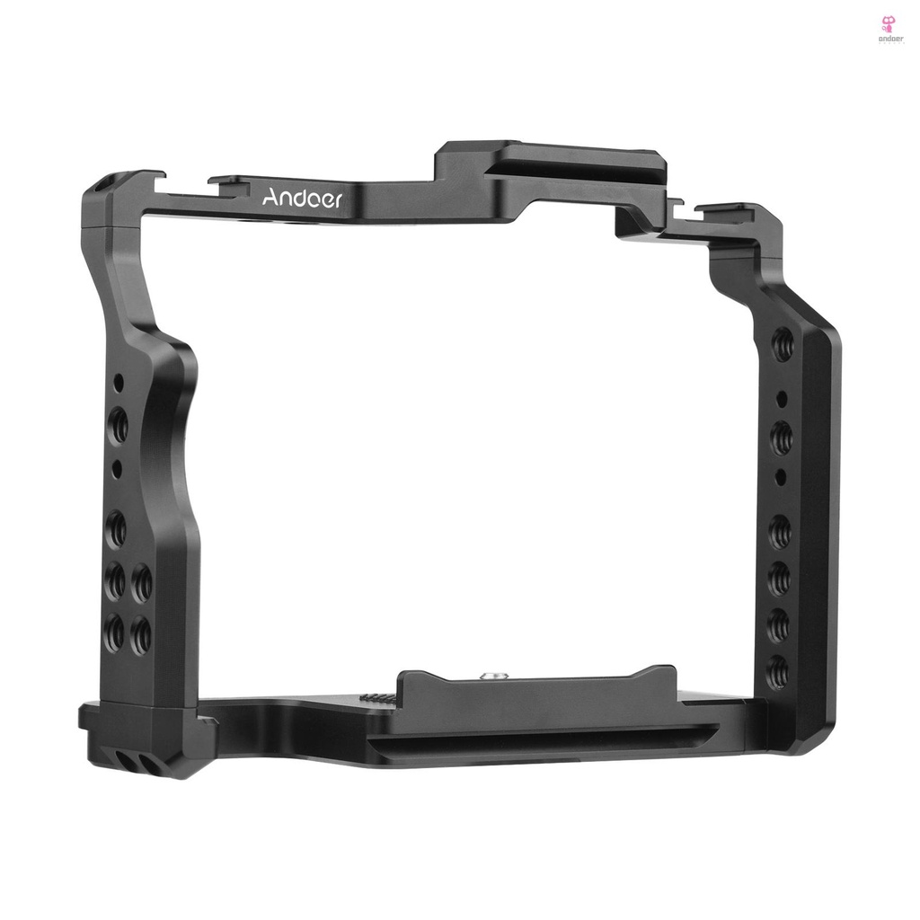 andoer-2-camera-cage-aluminum-alloy-video-cage-dual-cold-shoe-mounts-for-a7iv-a7iii-a7ii-a7r-iii-a7r-ii-a7s-ii-perfect-for-professional-photography