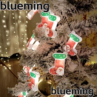 Blueming2 สายไฟหิ่งห้อย LED รูปซานต้าครอส สโนว์แมน ใช้แบตเตอรี่ ยาว 1.5 เมตร สําหรับตกแต่งบ้าน บาร์ DIY