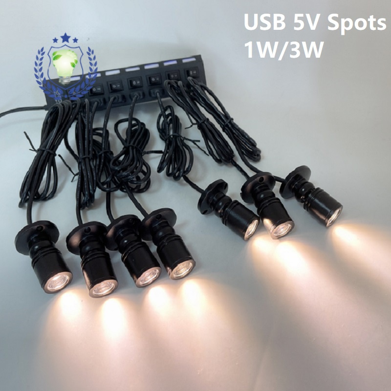 Etrnled โคมไฟสปอตไลท์ Led 1W 3W 5V ปรับได้ ขนาดเล็ก สําหรับตู้โชว์ ...