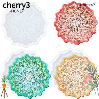 Cherry3 แม่พิมพ์ซิลิโคนเรซิ่น รูปดอกไม้ ขนาด 12*12 ซม. สีขาว สําหรับทําที่รองแก้ว งานฝีมือ DIY 3 ชิ้น