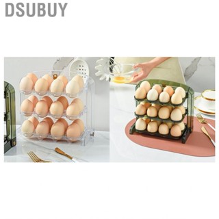 Dsubuy Foldable Egg Holder  Storage Container Large  90 Degree Flip 3 Layers for Home