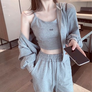 เสื้อกันหนาวแขนยาวลําลอง ผ้าฝ้าย 100% เข้ารูป และเสื้อกั๊ก และกางเกงขายาว สไตล์เรโทร สําหรับผู้หญิง และคนขี้เกียจ มีสามชิ้น