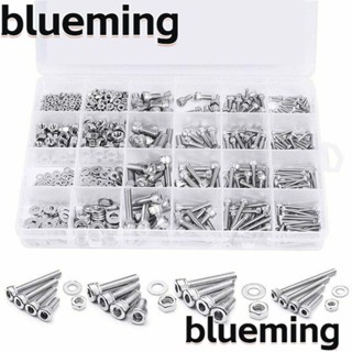 Blueming2 ชุดน็อต และแหวนรองน็อต สเตนเลส 304 M2 M3 M4 M5 พร้อมกล่องเก็บ สกรูเมตริก 16 ขนาด 880 ชิ้น