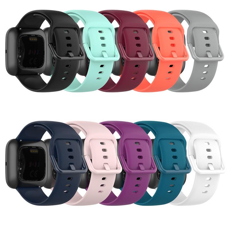 สายนาฬิกาข้อมือซิลิโคน-สีพื้น-สําหรับ-fitbit-versa-versa2-versa-lite-smart-watch