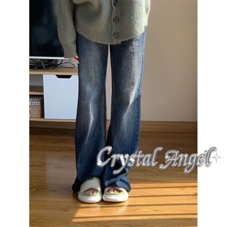 Crystal กางเกงขายาว กางเกงยีสน์ผู้หญิง ทรงหลวม ๆ ตรง Retro Hip Hop Pants 2023 NEW Style WNK23906EU 37Z230911