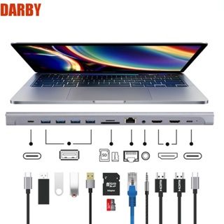 Darby 12 in 1 ฮับ USB C 3.0 4K 5Gbps TYPE C เป็น Dual Hdmi ความคมชัดสูง 12 in 1 สําหรับคอมพิวเตอร์ แล็ปท็อป HDTV Monitor