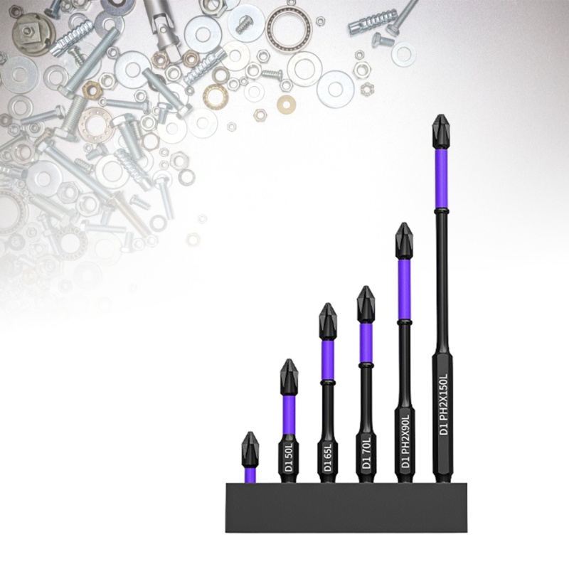 Hl 6 ชิ้น PH2 Magnetic Batch Head Cross ไขควงความแข็งสว่านกระแทก ...