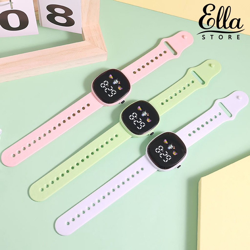 ellastore123-นาฬิกาข้อมืออิเล็กทรอนิกส์-led-สายซิลิโคนนิ่ม-ทรงสี่เหลี่ยม-กันน้ํา-สามารถปรับได้-เหมาะกับของขวัญวันเกิด-สไตล์สปอร์ต-สําหรับเด็กผู้ชาย-และผู้หญิง
