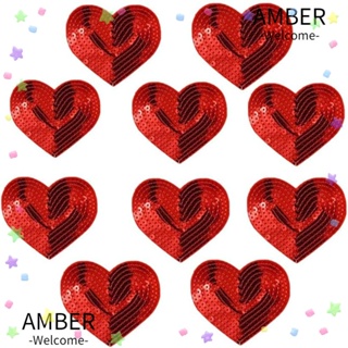 Amber แผ่นแพทช์หมวก ลายหัวใจ สีแดง แวววาว