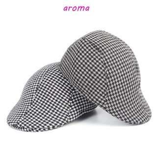 Aroma หมวกแก๊ป ผ้าฝ้าย ลายสก๊อต แฟชั่นฤดูใบไม้ร่วง สไตล์วินเทจ สําหรับผู้ชาย