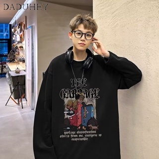 DaDuHey🔥 2023 Hong Kong Style Fashion Brand Thin All-Matching Sweater Mens Spring/Autumn Fashion Loose Spider Print round Neck Long Sleeve Top
