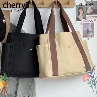 Cherry3 กระเป๋าผ้าแคนวาส ใส่แล็ปท็อป พิมพ์ลายตัวอักษร จุของได้เยอะ สําหรับผู้หญิง นักเรียน