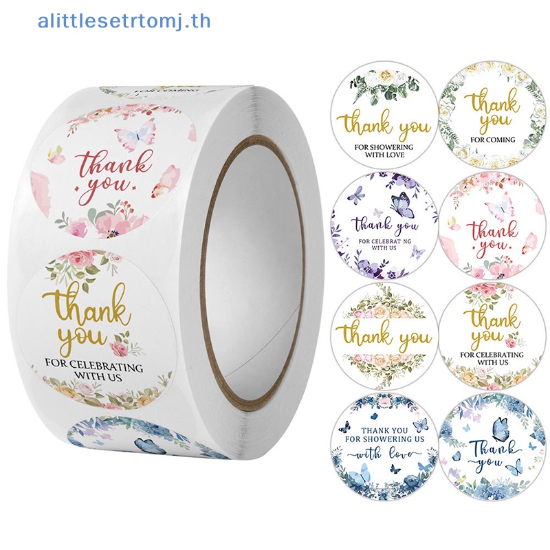 alittlese-สติกเกอร์ซีล-ลายดอกไม้-thank-you-โรแมนติก-1-นิ้ว-สําหรับติดตกแต่งซองจดหมาย-กล่องเครื่องประดับ-ของขวัญ-งานแต่งงาน-500-ชิ้น