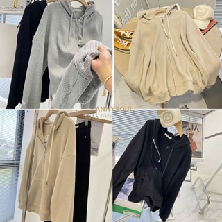 พร้อมส่ง เสื้อเเขนยาวมีฮู้ดสีพื้นเเฟชั่นสไตล์เกาหลี