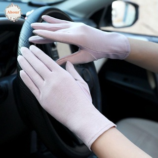 Ahour ถุงมือขับรถ ผู้หญิง ป้องกันแสงแดด ถุงมือขับขี่ แบบบาง หน้าจอสัมผัส กันลื่น ถุงมือป้องกันรังสียูวี ถุงมือกลางแจ้ง
