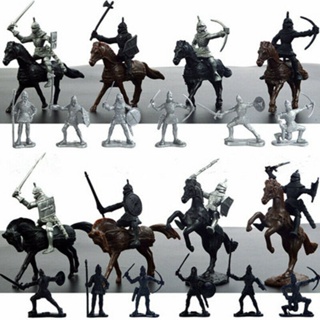 ใหม่ โมเดลฟิกเกอร์ทหาร อัศวินยุคกลาง Warriors Horses ของเล่นสําหรับเด็ก 28 ชิ้น ☆Dysunbey