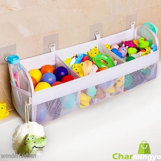 Bath Toy Holder-3 Compartment Bath Toy Storage Organizer-Large Capacity Bath Net for Tub Toys-Tub & Shower Organizer