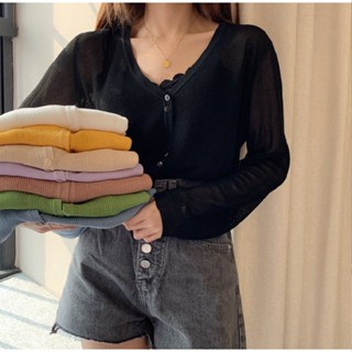 CHERISH (พร้อมส่ง) เสื้อคลุมกันแดด แขนยาว คาร์ดิแกน แบบบาง Women Cardigan