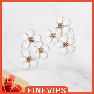 [Finevips] ต่างหูสังกะสีอัลลอย รูปดอกคามิเลีย สไตล์วินเทจ เครื่องประดับ สําหรับงานแต่งงาน วันวาเลนไทน์