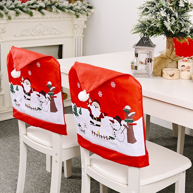 หมวกซานตาคลอส-คริสต์มาส-สร้างสรรค์-สําหรับตกแต่งบ้าน-เก้าอี้ทานอาหาร-วันหยุด