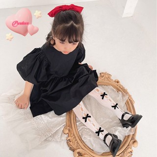 Purelove&gt; ถุงน่องลูกไม้ ประดับโบว์น่ารัก สําหรับเด็กผู้หญิง