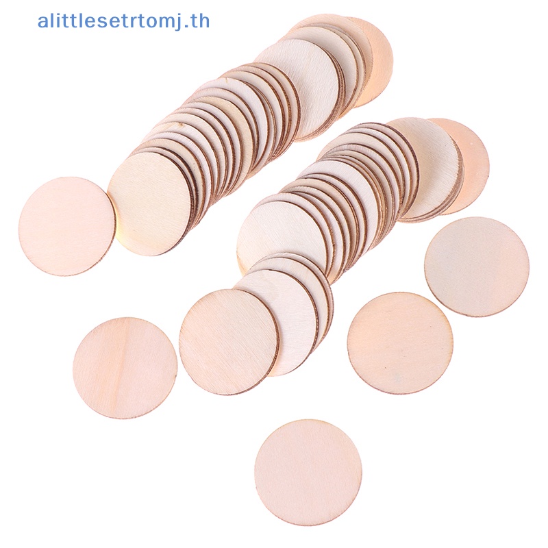 alittlese-แผ่นไม้ธรรมชาติ-ทรงกลม-ไม่สําเร็จรูป-diy-50-ชิ้น