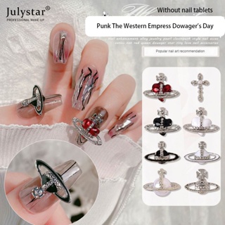 JULYSTAR Vintage Alloy ตกแต่งเล็บ Dark Cross Cool Girl ตกแต่งเล็บโลหะ Vintage อุปกรณ์เสริม