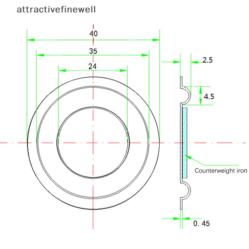 attractivefinewell-ไดอะแฟรมลําโพงเบส-ความถี่ต่ํา-40-มม-1-สําหรับ-tiv