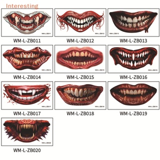 [Interesting] สติกเกอร์รอยสักชั่วคราว ลาย Happy Halloween Scar Lips Smile Flash กันน้ํา สําหรับผู้ชาย และผู้หญิง