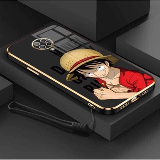 เคสโทรศัพท์มือถือ ซิลิโคนนิ่ม ป้องกันกล้อง ลายการ์ตูนลูฟี่ OnePiece หรูหรา พร้อมสายคล้อง สําหรับ Xiaomi Poco F2 Pro Redmi K30 Pro