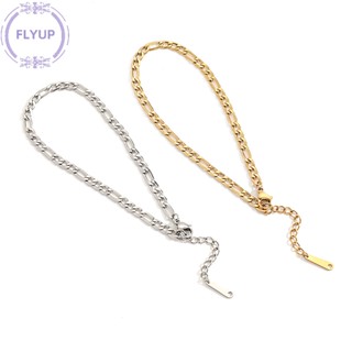 Flyup สร้อยข้อเท้าโซ่โลหะ ประดับพลอยเทียม สีเงิน สไตล์พังก์ ฮิปฮอป ของขวัญ สําหรับทุกเพศ TH