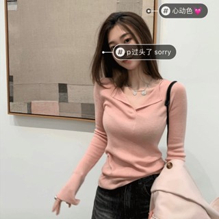991a02 เสื้อกันหนาวแขนยาว คอวี ผ้าถัก สไตล์ตะวันตก สําหรับผู้หญิง W43V